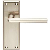 Loops PAIR Rounded Lever on Latch Backplate Door Handle 150 x 50mm Satin Nickel in Metallics