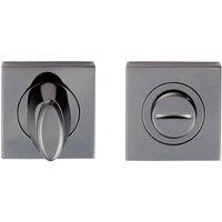 Loops Bathroom Thumbturn Lock & Release Handle Square Rose Black Nickel in Metallics