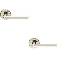 Loops 2x PAIR Slimline Straight Bar Lever on Round Rose Concealed Fix Polished Nickel in Metallics