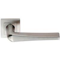 Loops PAIR Square Cut Tapered Handle on Square Rose Concealed Fix Satin Steel in Metallics