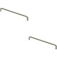 Loops 2x Round D Bar Pull Handle 444 x 19mm 425mm Fixing Centres Satin Steel in Metallics