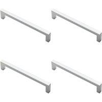 Loops 4x Square Block Pull Handle 170 x 10mm 160mm Fixing Centres Polished Chrome