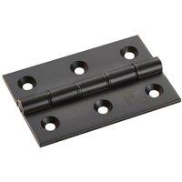 Loops PAIR 76 x 50 x 2.5mm Brass Washered Butt Hinge Matt Black Internal Door