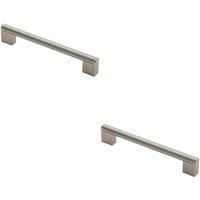 Loops 2x Round Bar Pull Handle 200 x 14mm 160mm Fixing Centres Satin Nickel & Steel in Metallics