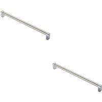 Loops 2x Round Tube Pull Handle 336 x 16mm 320mm Fixing Centres Satin Nickel & Chrome in Metallics