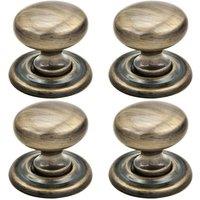 Loops 4x Tiered Mushroom Cupboard Door Knob 32mm Diameter Brass Cabinet Handle in Metallics