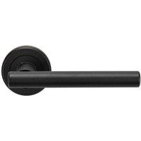 Loops PAIR Straight T Bar Handle on Round Rose Concealed Fix Matt Black Finish