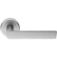 Loops PAIR Flat Rectangular Bar Handle on Round Rose Concealed Fix Satin Chrome