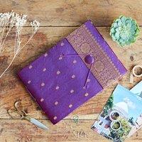 Paper High Medium Sari Fabric Photo Album in Purple