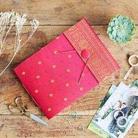 Paper High Medium Sari Fabric Photo Album in Cerise