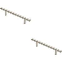 Loops 2x Round T Bar Pull Handle 146 x 10mm 96mm Fixing Centres Stainless Steel in Metallics