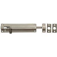 Loops Straight Barrel Surface Mounted Door Bolt Lock 150 x 38mm Satin Steel in Metallics