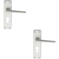 Loops 2x PAIR Straight Tapered Lever on Euro Lock Backplate 152 x 41mm Satin Aluminium