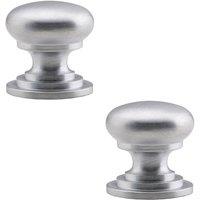 Loops 2x Victorian Round Cupboard Door Knob 38mm Dia Satin Chrome Cabinet Handle