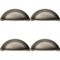 Loops 4x Cabinet Cup Pull Handle 94 x 41.5mm 76mm Fixing Centres Gun Metal