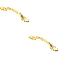 Loops 2x 128mm Shaker Style Cabinet Pull Handle 76mm Fixing Centres Satin Brass in Metallics