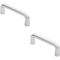Loops 2x Rounded D Shaped Bar Handle 150 x 22mm Diameter Satin Anodised Aluminium
