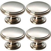 Loops 4x Ring Domed Cupboard Door Knob 38.5mm Diameter Satin Nickel Cabinet Handle in Metallics