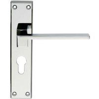 Loops PAIR Flat Straight Lever on Euro Backplate Handle 180 x 40mm Polished Chrome