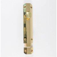 Loops Surface Mounted Flat Sliding Door Bolt Lock 152 x 35mm Polished Brass in Metallics