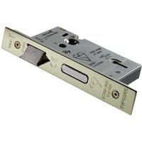 Loops 64mm 5 Lever BS Rated Sashlock Square Forend Stainless Brass Door Latch in Metallics