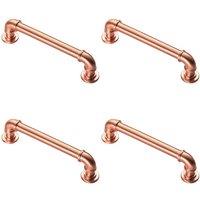Loops 4x Pipe Design Cabinet Pull Handle 128mm Fixing Centres 12mm Dia Satin Copper