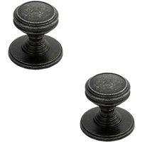 Loops 2x Ringed Tiered Cupboard Door Knob 25mm Diameter Pewter Cabinet Handle
