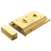 Loops Traditional Contract Rim Deadlock 152 x 102mm Polished Brass Door Latch in Metallics