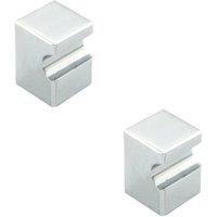 Loops 2x Square Cupboard Door Knob 18 x 18mm 25mm Projection Polished Chrome