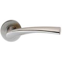 Loops PAIR Twisted Angular Design Handle on Round Rose Concealed Fix Satin Steel in Metallics