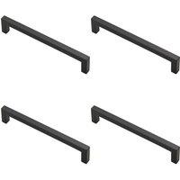 Loops 4x Square Block Pull Handle 170 x 10mm 160mm Fixing Centres Matt Black