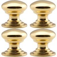 Loops 4x Victorian Round Cupboard Door Knob 38mm Dia Polished Brass Cabinet Handle in Metallics