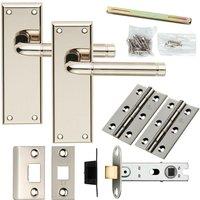 Loops Door Handle & Latch Pack Polished & Satin Nickel Round Lever Latch Backplate in Metallics