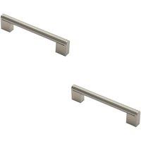 Loops 2x Round Bar Pull Handle 168 x 14mm 128mm Fixing Centres Satin Nickel & Steel in Metallics