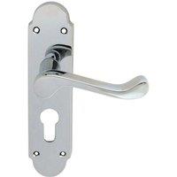 Loops PAIR Victorian Upturned Lever on Euro Lock Backplate 170 x 42 Polished Chrome