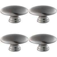 Loops 4x Oval Cabinet Door Knob on Tiered Oval Stem Satin Nickel Cupboard Handle in Metallics
