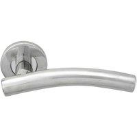 Loops PAIR Arched Round Bar Handle on Round Rose Concealed Fix Polished Steel in Metallics