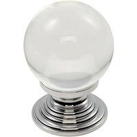 Loops Crystal Ball Cupboard Door Knob 30mm Diameter Clear Translucent & Chrome