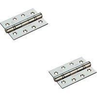 Loops 2x PAIR 102 x 68 x 2.2mm Ball Bearing Hinge Stainless Steel Interior Door in Metallics