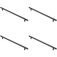 Loops 4x T Bar Cupboard Pull Handle 348 x 12mm 288mm Fixing Centres Matt Black