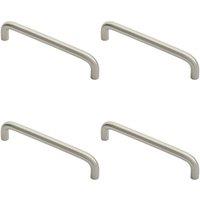 Loops 4x D Shape Cabinet Pull Handle 138 x 10mm 128mm Fixing Centres Satin Steel in Metallics