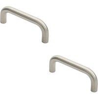 Loops 2x Round D Bar Pull Handle 169 x 19mm 150mm Fixing Centres Satin Stainless Steel in Metallics