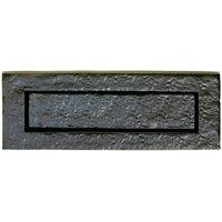 Loops Traditional Sprung Letterbox Plate 233mm Fixing Centres Black Antique Finish
