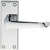 Loops PAIR Straight Victorian Handle on Latch Backplate 150 x 42mm Polished Chrome