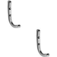 Loops 2x Slimline One Piece Coat Hook 55mm Projection Bright Stainless Steel in Metallics