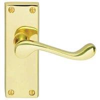 Loops PAIR Victorian Scroll Handle on Latch Backplate 120 x 41mm Polished Brass in Metallics