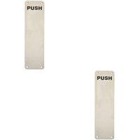 Loops 2x Push Engraved Door Finger Plate 300 x 75mm Satin Stainless Steel Push Plate in Metallics