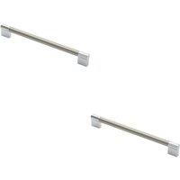 Loops 2x Keyhole Bar Pull Handle 236 x 14mm 224mm Fixing Centres Satin Nickel & Chrome in Metallics