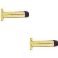 Loops 2x Rubber Tipped Doorstop Cylinder with Rose Wall Mounted 83mm Polished Brass in Metallics