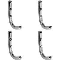 Loops 4x Slimline One Piece Coat Hook 55mm Projection Bright Stainless Steel in Metallics